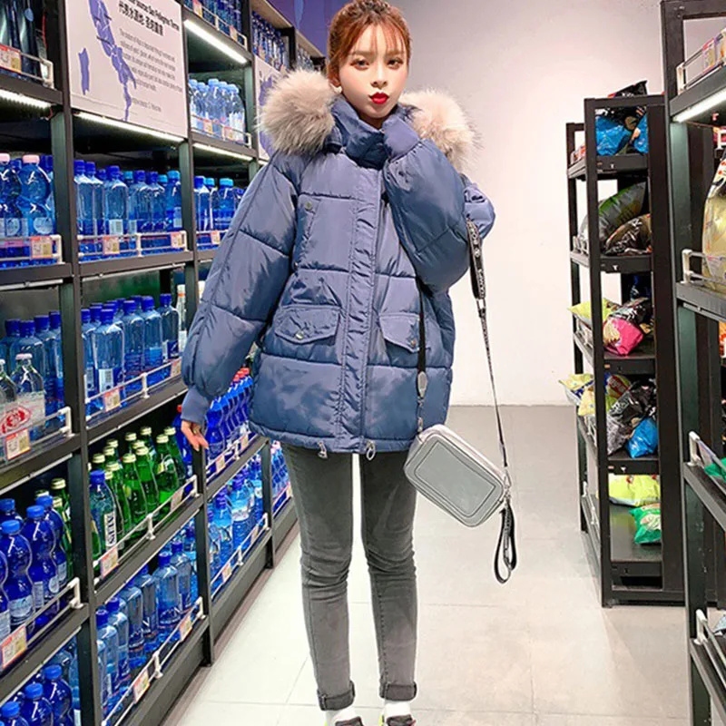 Winter Parkas Woman 2021 Streetwear Autumn Hooded Jacket Polyester Basic Korean Style Black Women's Puffer Padded Coats Clothing