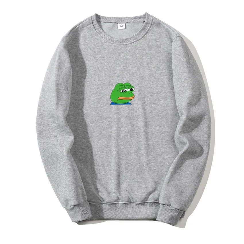 Брендовые новые модные толстовки уличная хип-хоп печать Sad Frog Толстовка мужская Толстовка и мужская Японская уличная одежда - Цвет: Серый