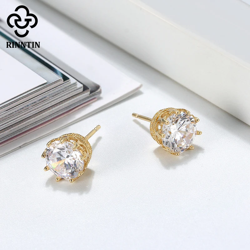 Женские серьги гвоздики из серебра 925 пробы с фианитом|Серьги-гвоздики| |