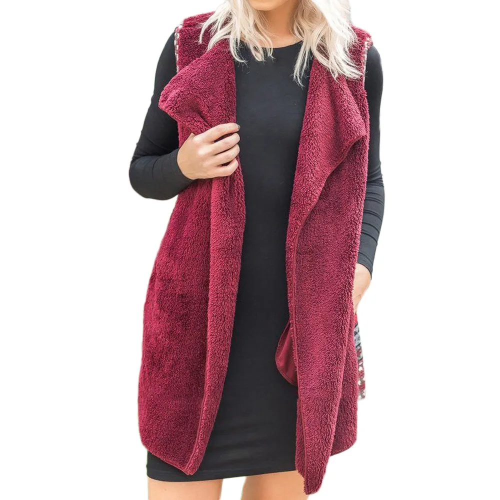 2019 без рукавов жилет Для женщин осень зима куртка толстый тонкий теплое пальто с