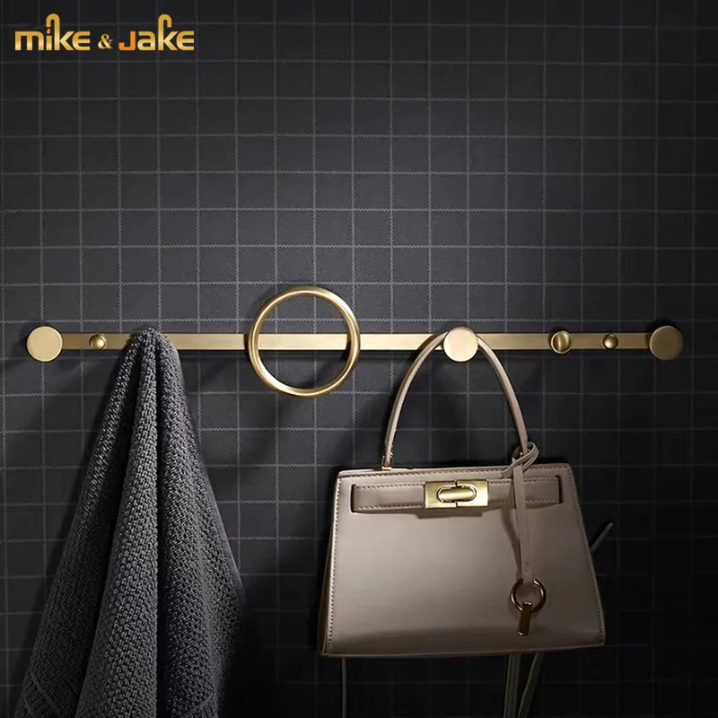 Медь латунь одинарная вешалка для полотенец Золотая щетка латунная крючки