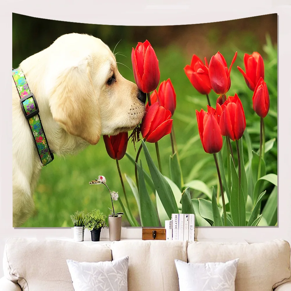 Гобелен Zeegle с милым рисунком собаки настенный гобелен из полиэстера украшение