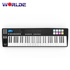 MIDI-контроллер WORLDE PANDA61, портативная 61-клавишная USB-клавиатура, 8 RGB цветная подсветка триггерные подушки с USB-кабелем