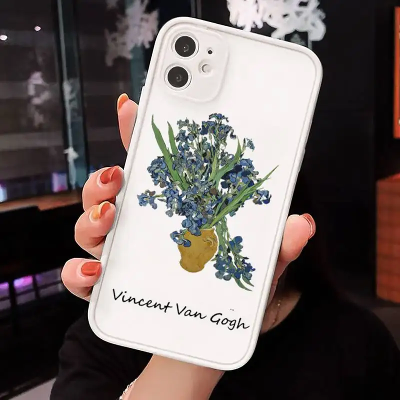 

Art Aesthetic Vincent Van Gogh Starry Night flower Phone Case matte transparent For iphone 7 8 11 12 plus mini x xs xr pro max