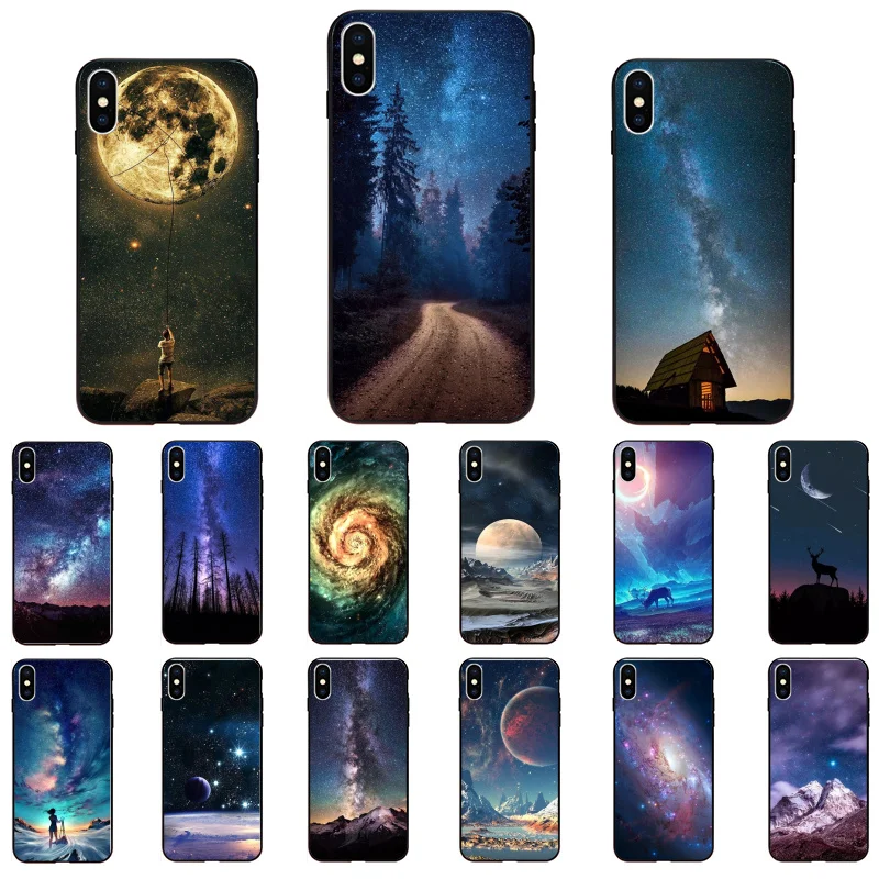 

Star Space Moon Night Phone Case for iphone 13 12 11 Pro Max Case For iPhone 12mini XS MAX X XR SE2 8 7 PlusCase
