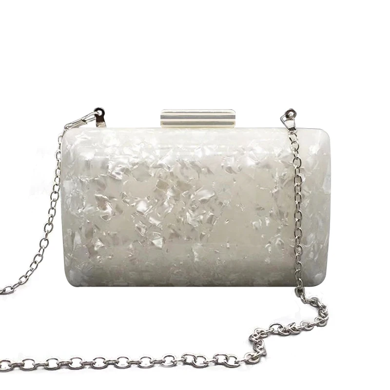 

Fashion Acrylic Bag Luxury Brand Evening Clutch Purse Wedding Bride Shoulder Crossbody Bags Designer Wallet Solid White Handbags
