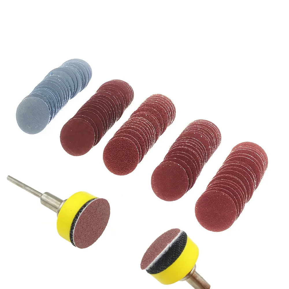 

100pcs 25mm High Quality Sanding Discs + 1" Abrasives Hook & Loop Backer Plate + 1/8inch Shank Set For Polishing Tools