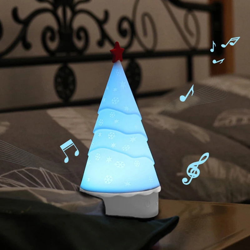 

Креативный ночник в виде рождественской елки 1200 мАч музыкальный ночник силиконовый цветной ночник для детской спальни Рождественский пода...