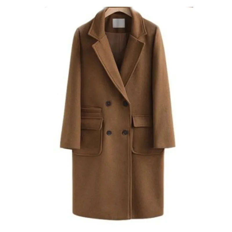 LANMREM Повседневный длинный рукав свободный однотонный черный плюс размер плащ