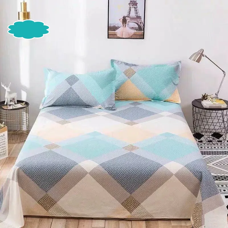 

3/4 Pcs Simple Geometric Splicing Printed Cotton Pillow Case Bed Sheet Breathable Comfortable Single Double Bedding Set Oceania