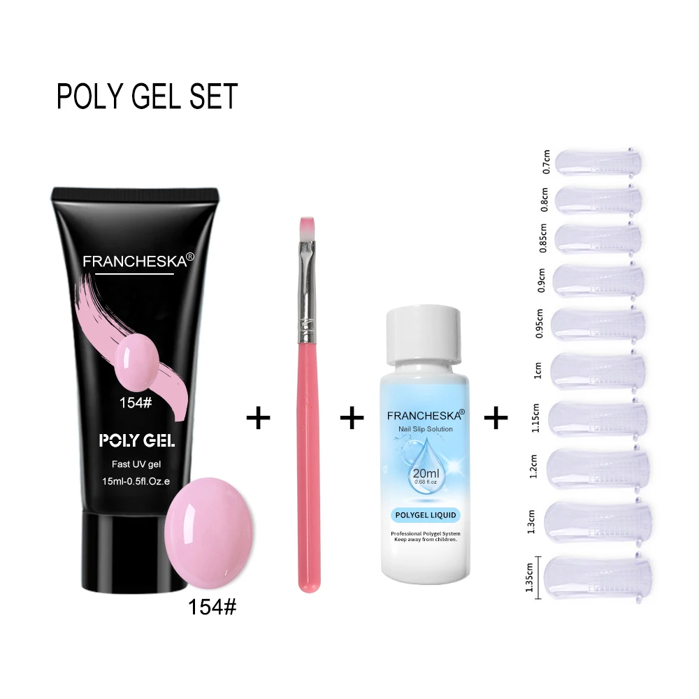 Poly gel 154 kit Полигель набор быстрое строительство кристалл ногтей Удлинительный УФ-гель лак полигель прозрачный розовый гель комплект лаков замочить от 15 мл - Цвет: Poly gel 154 kit
