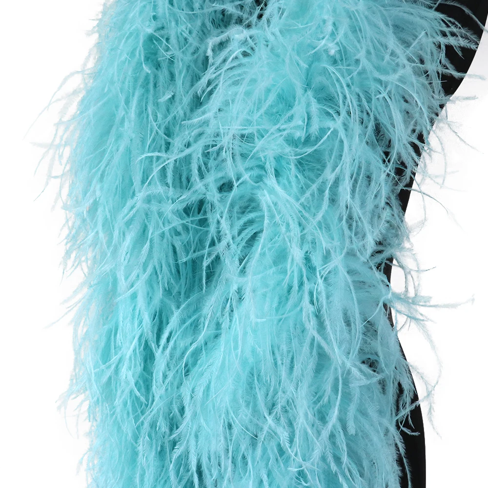 

6 Ply Fluffy Colored Ostrich Feathers Boa Ribbon for Party Dress Shawl Wedding Clothing Sewing Decoration Crafts Plume 2 Meters
