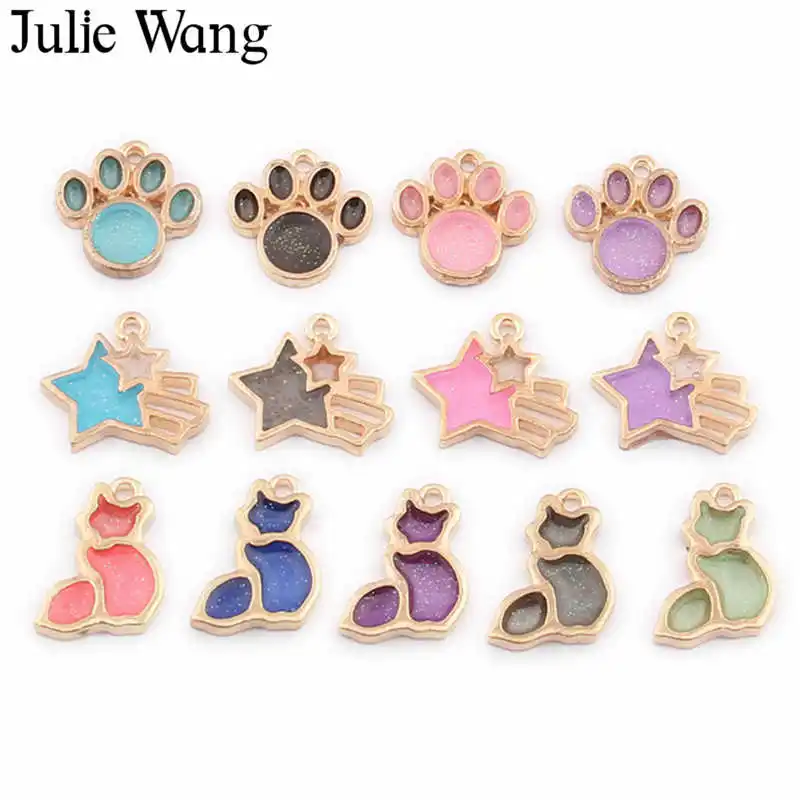 Julie Wang 10 шт. эпоксидная смола искусственный сплав золотой тон Pet Paw Cat Meteor подвеска