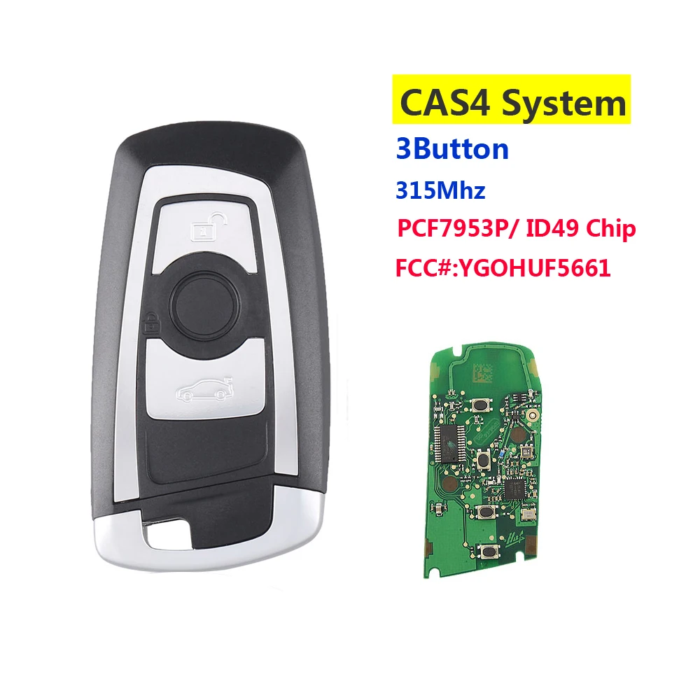 

White Remote Key Fob 3Button 315Mhz/433Mhz/868Mhz PCF7953 For BMW F Chassis FEM / BDC CAS4 CAS4+