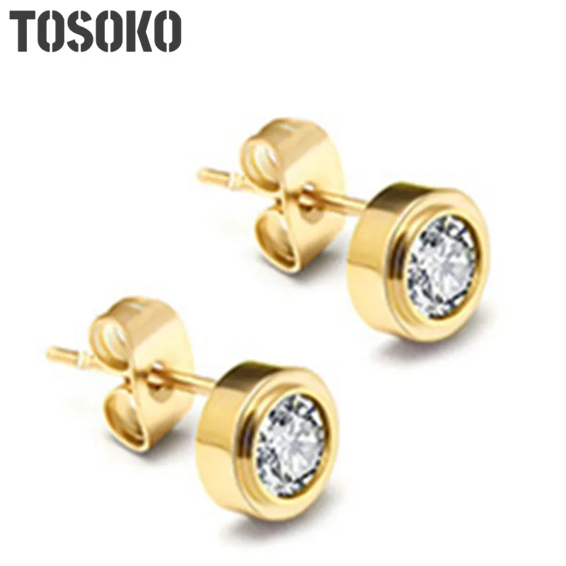 

2021 новые ювелирные изделия из нержавеющей стали, простые атмосферные одиночные циркониевые серьги для женщин BSF077