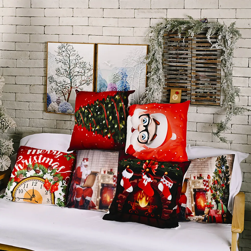 

New Christmas Cushion Sofa Decorations Pillow Covers For Home Cartoon Print Cushion Cover Kerstboom Decoraties cuscini natalizi