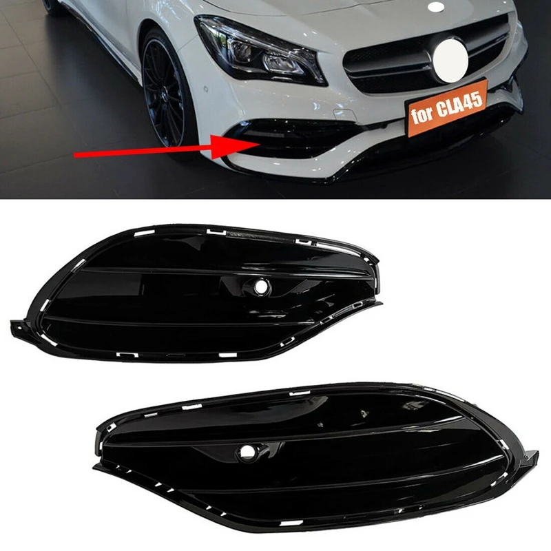 

NEW-Car Front Bumper Grille Fog Light Cover Replace for Benz CLA W117 CLA 45 Sport 16-18