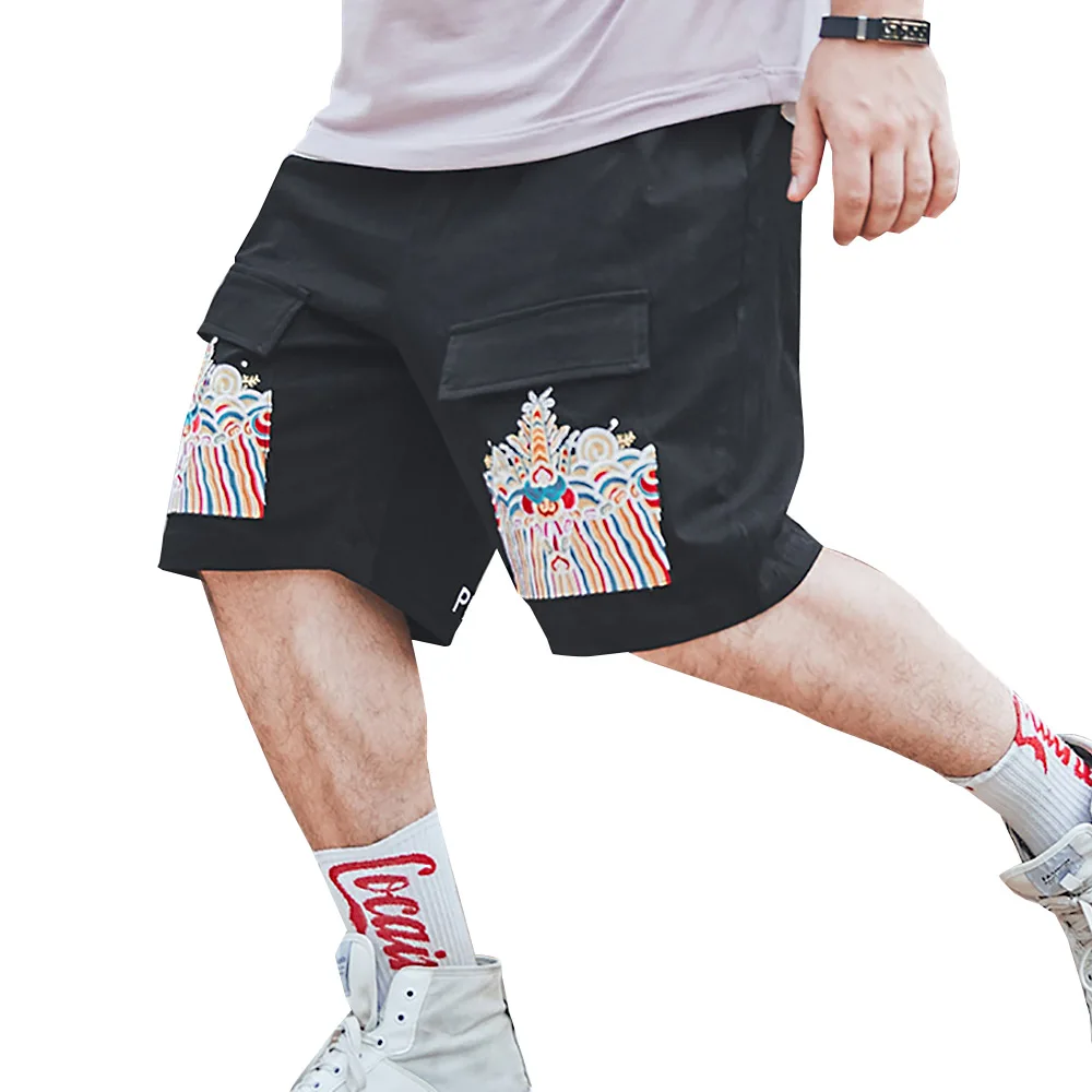 Мужские шорты Харадзюку хлопковые свитшоты китайские emboridery с эластичной