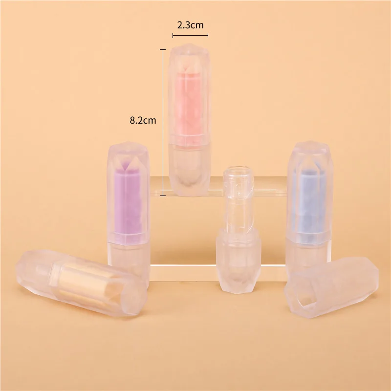 

New rhombus lipstick tube 50Pcs full transparent lipstick Lip Gloss Tube With Wand