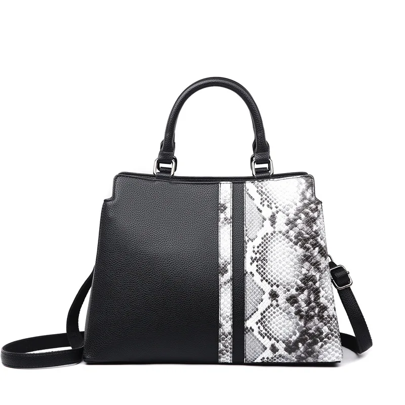 

100% Genuine Leather Handbags 2021 New Large-capacity Fashion Snake-print Portable All-match Simple Messenger Shoulder Bag Gg