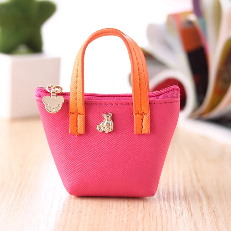 rose Цвет конфеты мини PU Монета брелок для ключей небольшой цвет красочные изменения Сумочка для женщин сладкий конфеты цвет s клатч бумажник для денег кошелек - Цвет: rose