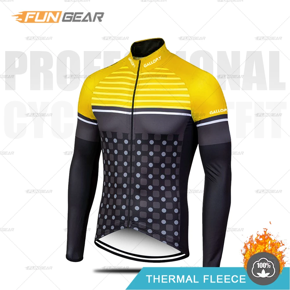 JERSEYS GALLOP. Y Профессиональный командный комплект из Джерси, зимняя одежда для велоспорта, Мужская Униформа с длинным рукавом, комбинезон, комплект, теплая флисовая одежда, сохраняющая тепло - Цвет: JERSEYS