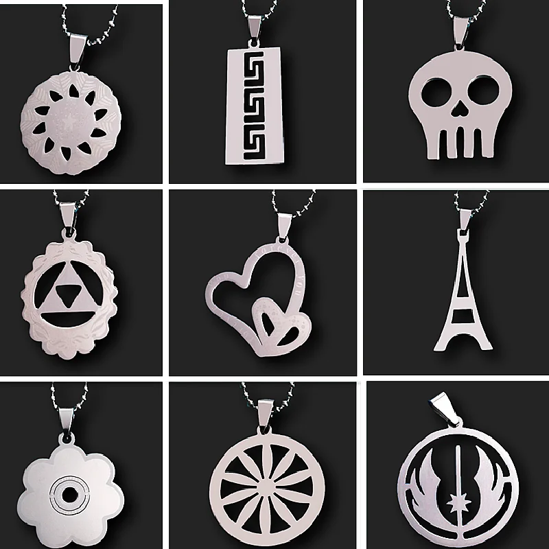 

2pcs Hip-hop/Skull/Eiffel Tower/Wheel/Angel Wings/Heart/Flower/Stainless Steel Necklace Pendants DIY Charm Jewelry Crafts Making