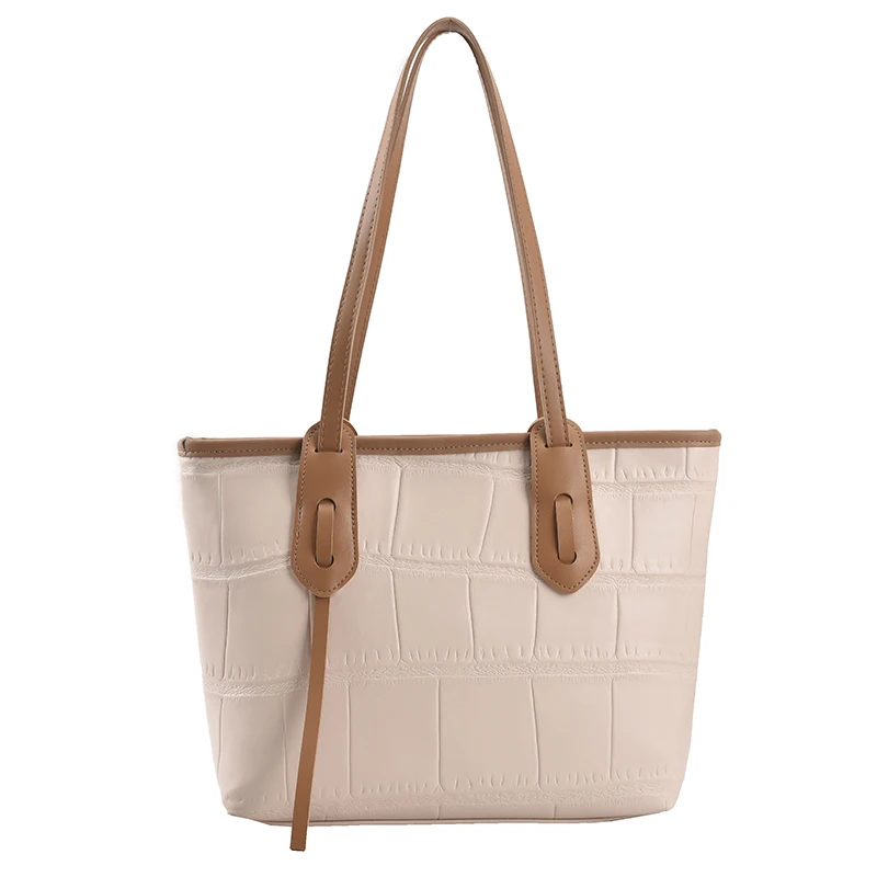 

Color Contrast Stone Pattern PU Leather Shoulder Bag for Women 2021 Brand Designer Ladies Travel Luxury Zipper Shopping Handbag