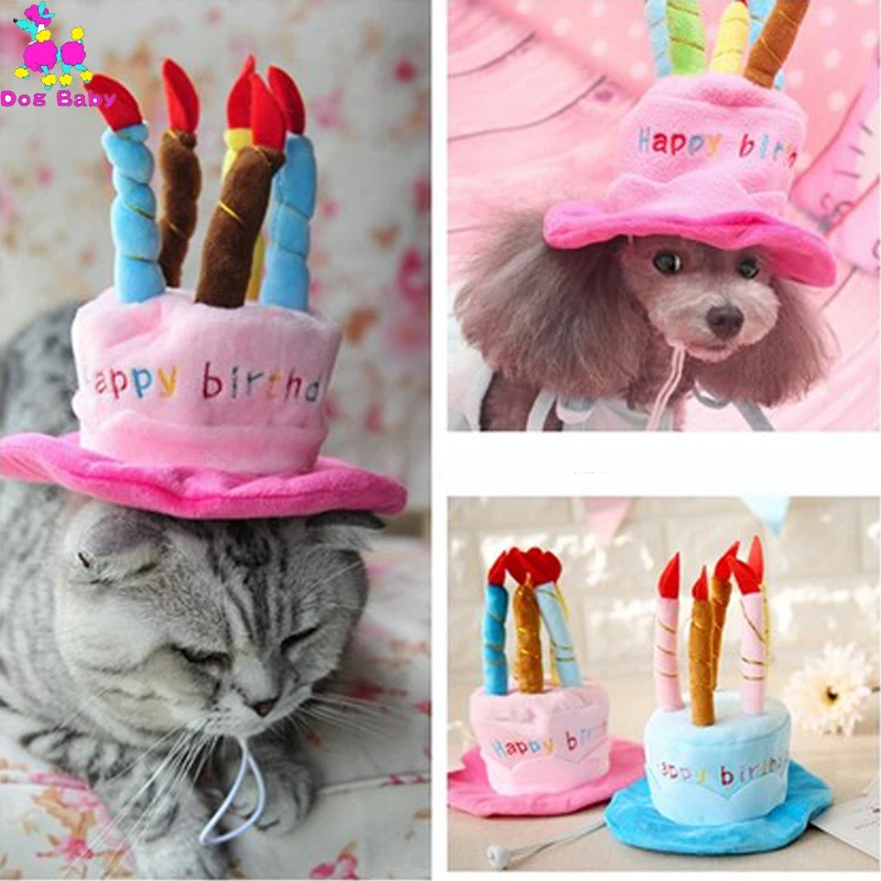 Синие розовые шляпы для дня рождения домашних животных забавная шляпа головы