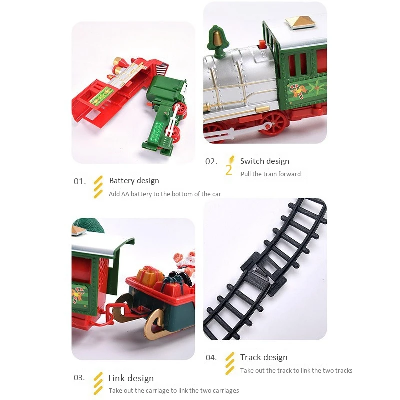 

Christmas Electric Rail Car Train Toy Electric Toy Railway Train Set Racing Road Transportation Building Toys