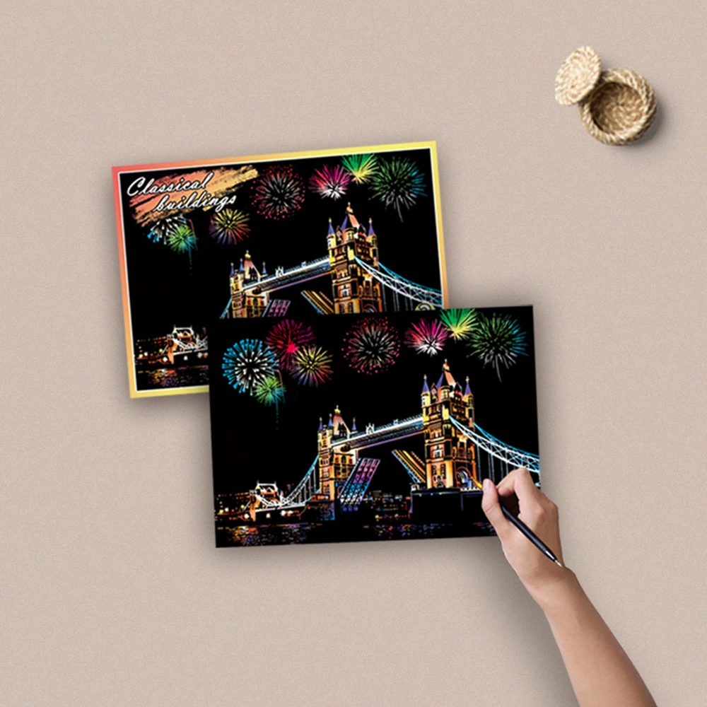 4 шт. волшебная цветная доска для рисования бумага выскабливания детей обучения