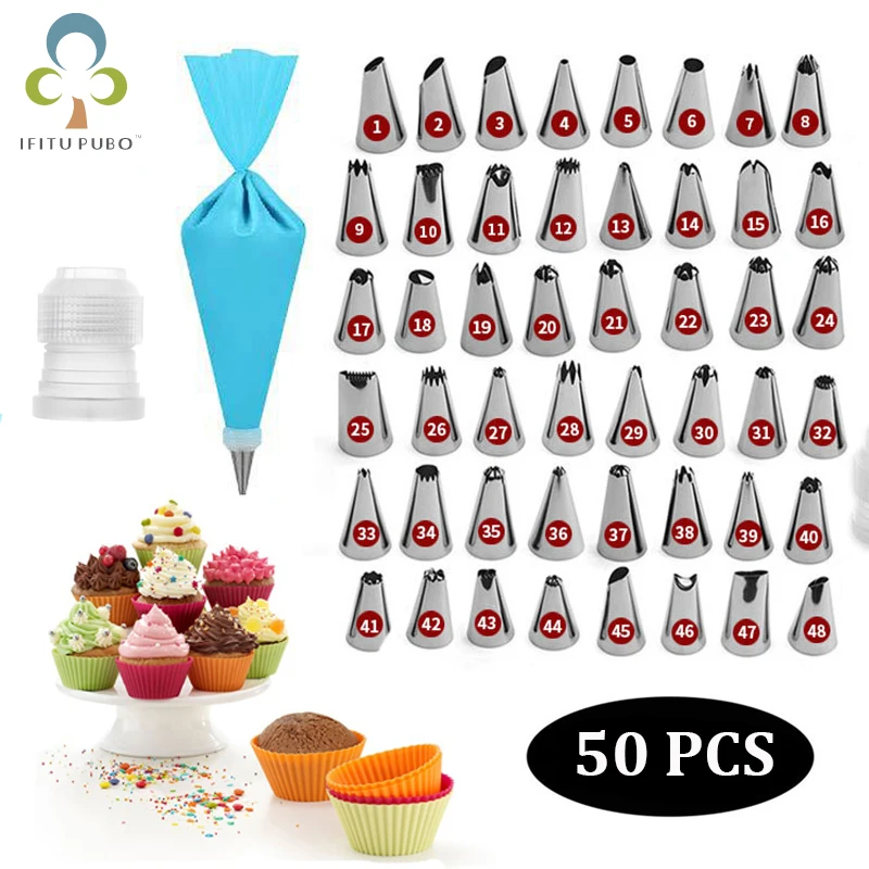 50 шт./компл. силиконовые кондитерского мешка советы Кухня DIY 48 глазури