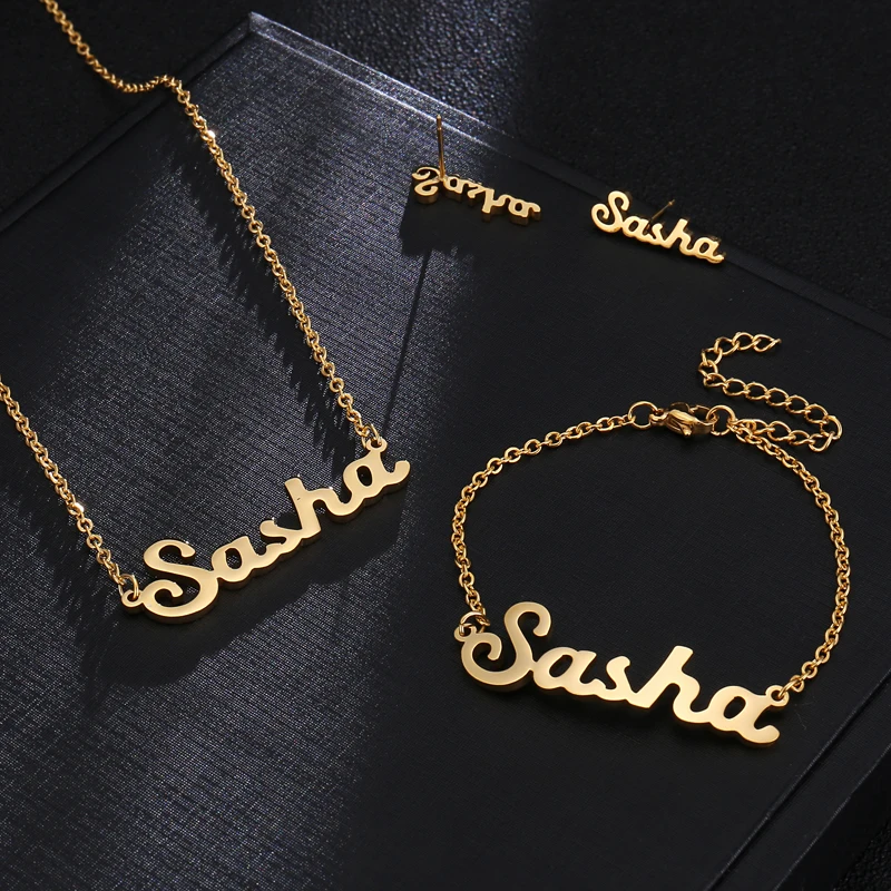 Индивидуальная ручная работа на заказ Золотая нержавеющая сталь имя кулон