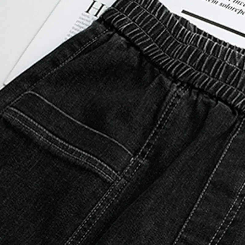 

Feminine Soft Stretch Harem Jeans 2021 New Spring Girl High Waist Stitching Breathable White Non-Fading Slim Draping Trousers