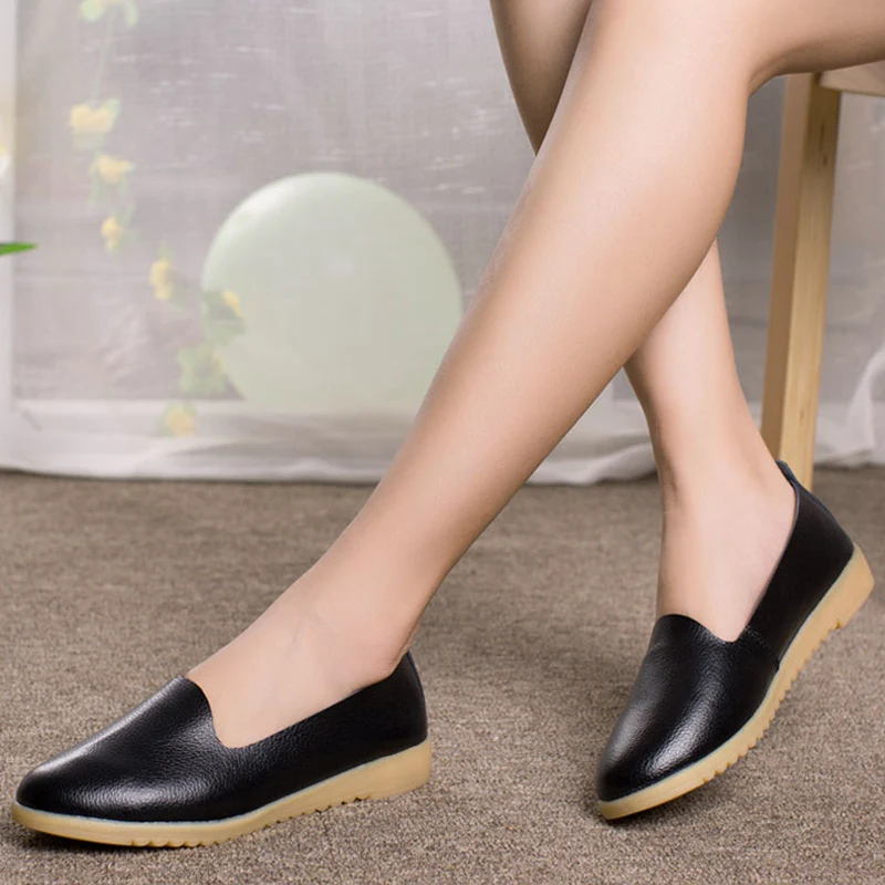 Женские Повседневные балетки FEVRAL мягкие лоферы из натуральной кожи слипоны на