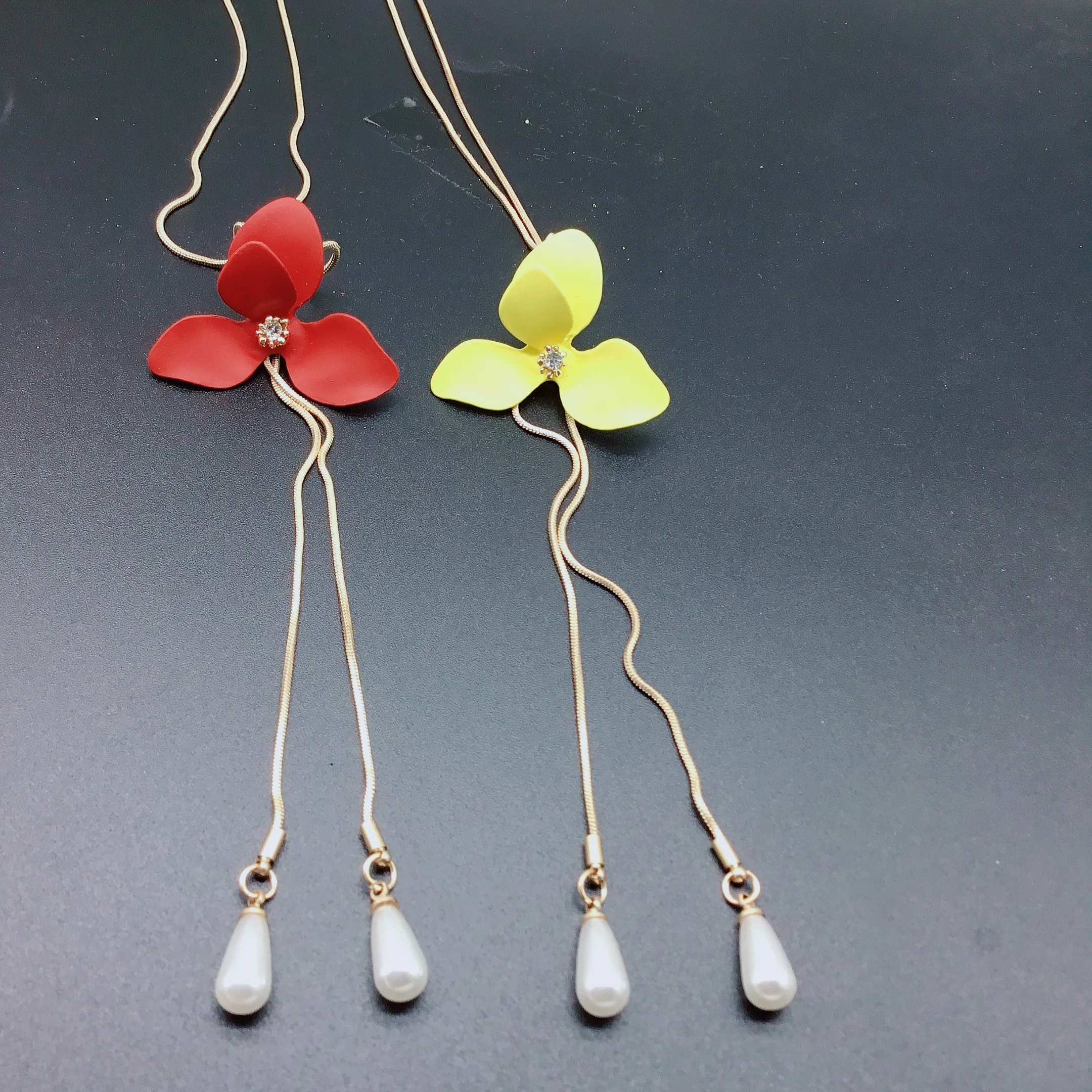 Фото BYSPT элегантный красный цветок ожерелья с искусственным жемчугом винтажное ожерелье кулон очарование женщины друг подарок кулон очарование женщины подарки №5