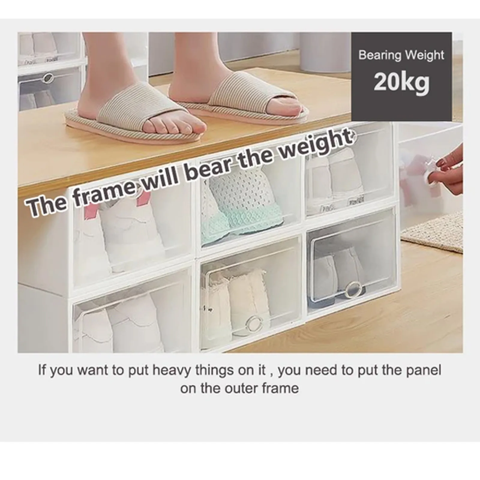 

6 kind Plastic Shoe Box Stackable Foldable Shoe Organizer Drawer Storage Case with Flipping Clear Door Ladies Men 33.5x23.5x13cm