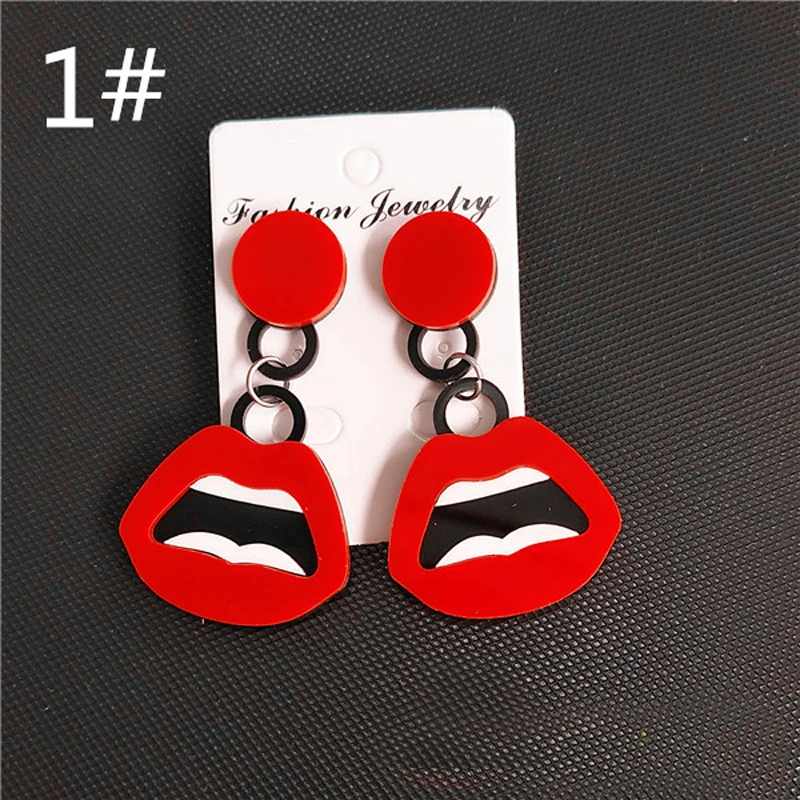 1 пара новые творческие личности акриловое волокно в виде красных губ Рот серьги