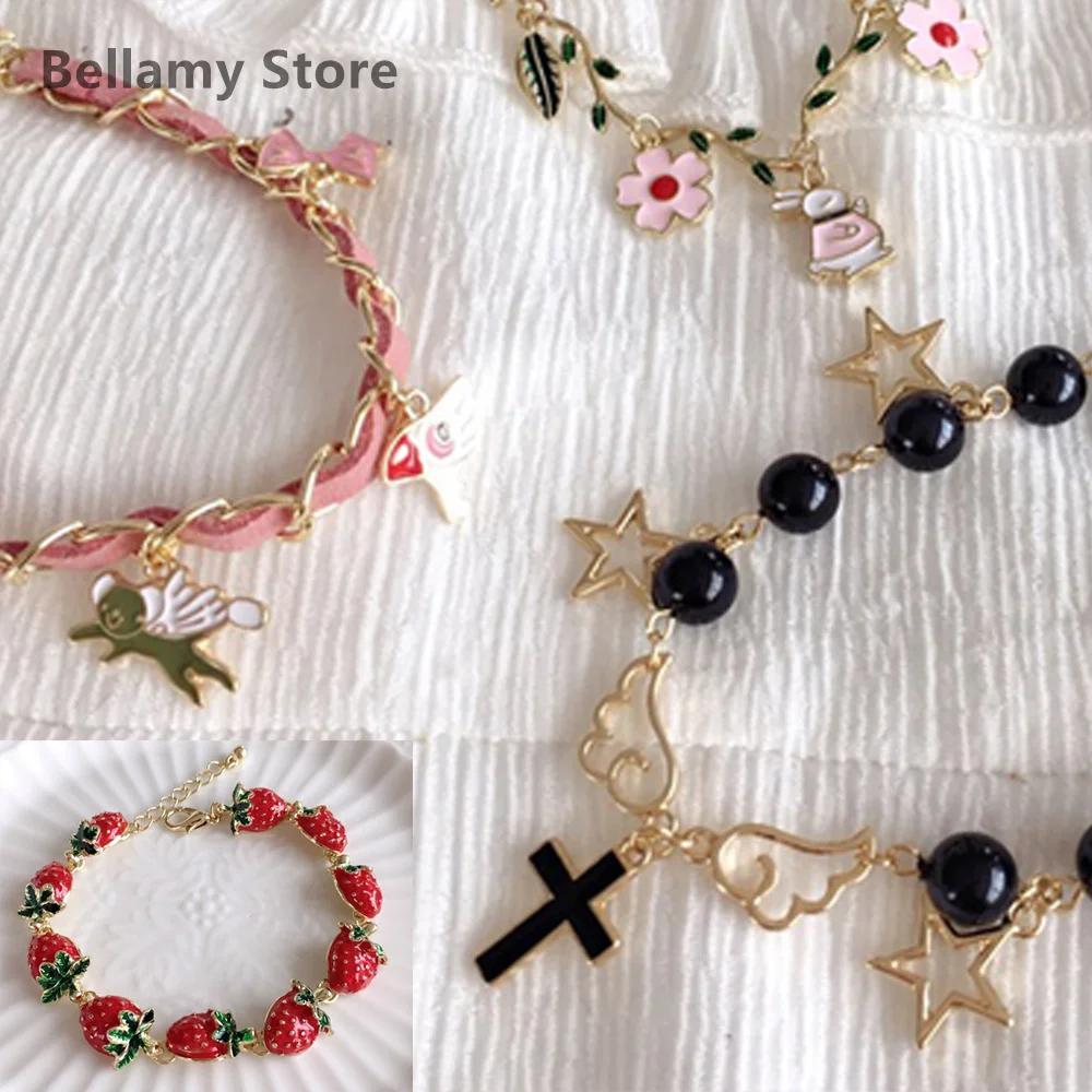 

Hand made Lolita Strawberry Japanese Soft Girl Bracelet