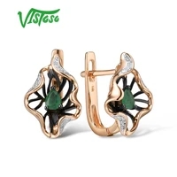 vistoso gold earrings for women 14k 585 rose gold sparkling emerald luxury diamond wedding band anniversary elegant fine jewelry