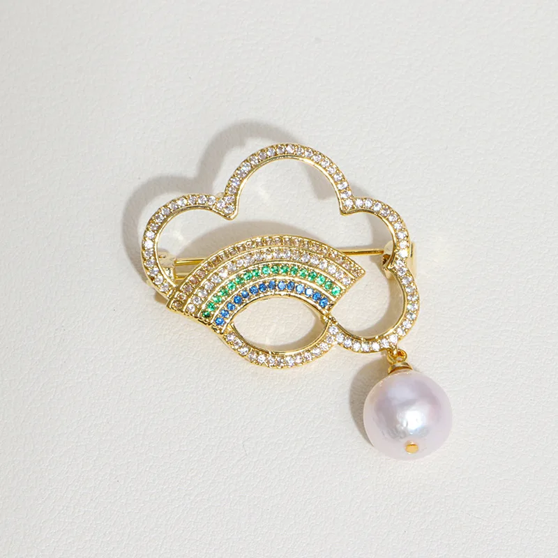 

Fashion Pearl Woman Brooch Fashion High-End Zircon Sweater Jewelry Accessories Luxury Copper Plated Real Gold For Friends Gifts