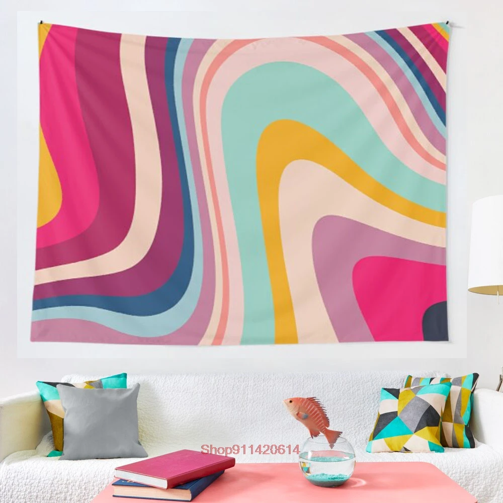 

Retro Colorful Trippy Abstract tapestry Wall Hanging Hand Hippie Moon Wolf Witchcraft Decoration Decor Tapestry Wall Blanket