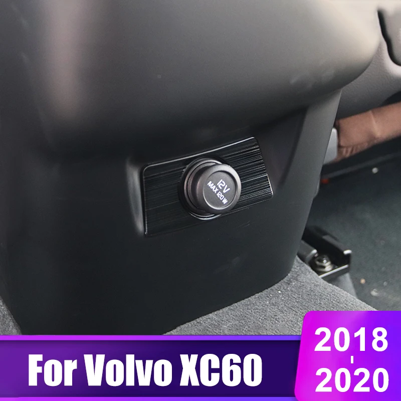 

For Volvo XC60 2018 2019 2020 Stainless Steel Car Interior Cigarette Lighter USB Port Trim Sequins Cover Sticker Accessories