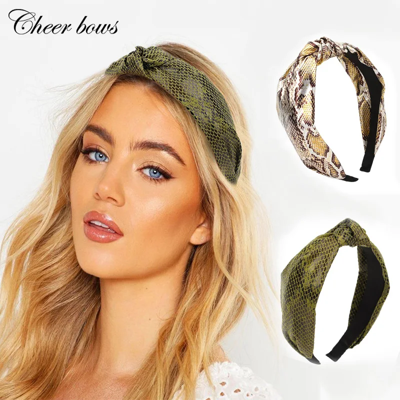 

1 Pc Ins Fashion Women Hair Bands Snakeskin Cross Knot Headband Hoops for Women Girls Winter Autumn Turban Hair Accessories