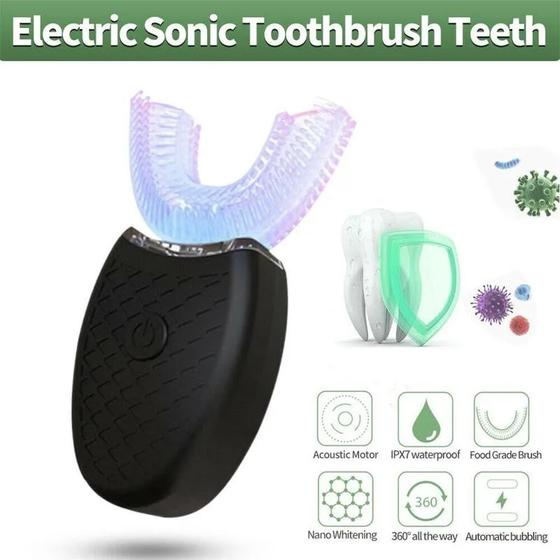 

1pc Electric Toothbrush Smart Sonic Automatic Toothbrush Teeth Electric Ultrasonic Shaped U Toothbrush Silicone Whitening H C4O3