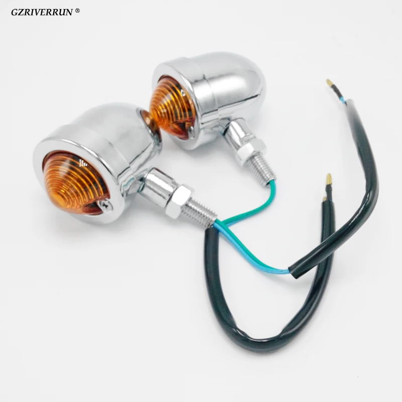 

2x Chrome Universal Bullet Motorcycle Turn Signal Indicator Amber Blinker Lights