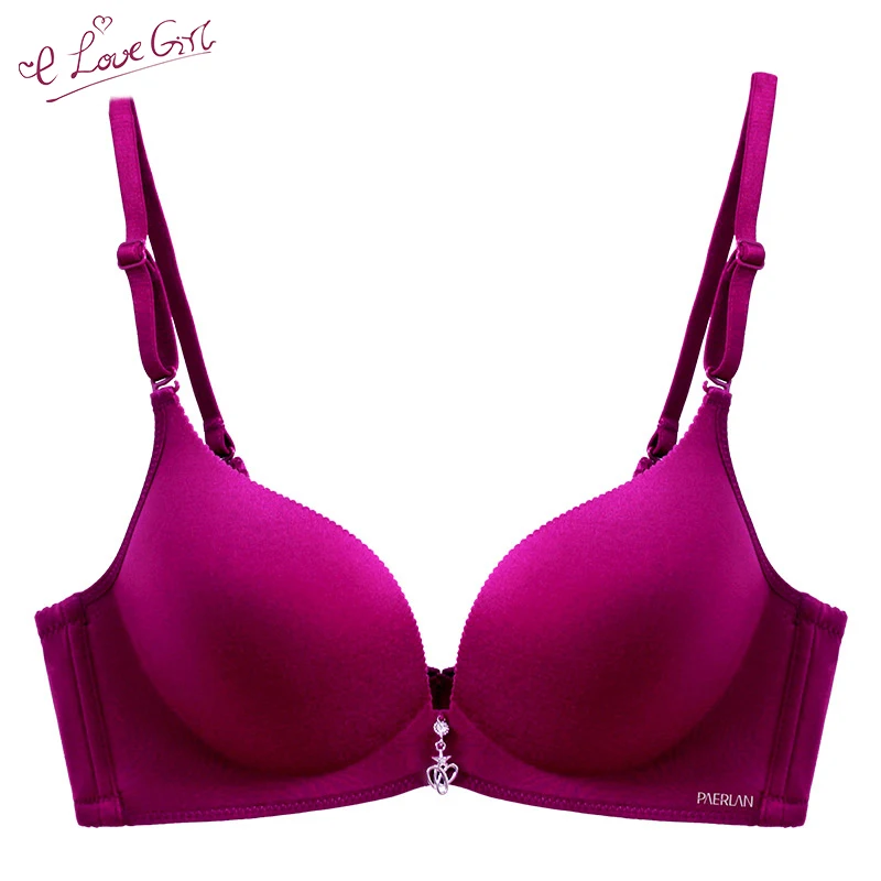 

Elovegirl Seamless Wireless Sexy bra Push Up Solid Color Seamless A Piece Of Buttons Solid Women's Underwear Wire Free 3/4 Cup