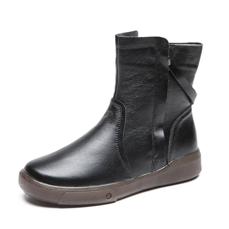 Женские ботильоны из натуральной кожи на плоской подошве|Женские полусапожки| |