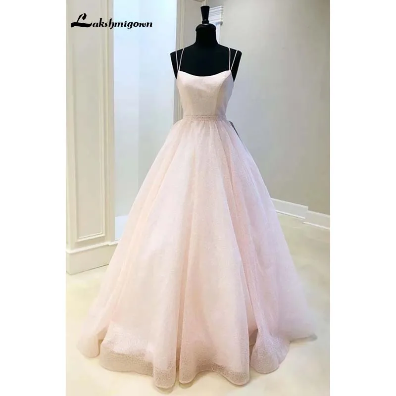 

Spaghetti Straps A-Line Wedding Dresses Abiti da Sposa Brush Pink Tulle Wedding Dress Bridal Gowns Beading Bride Formal Gown