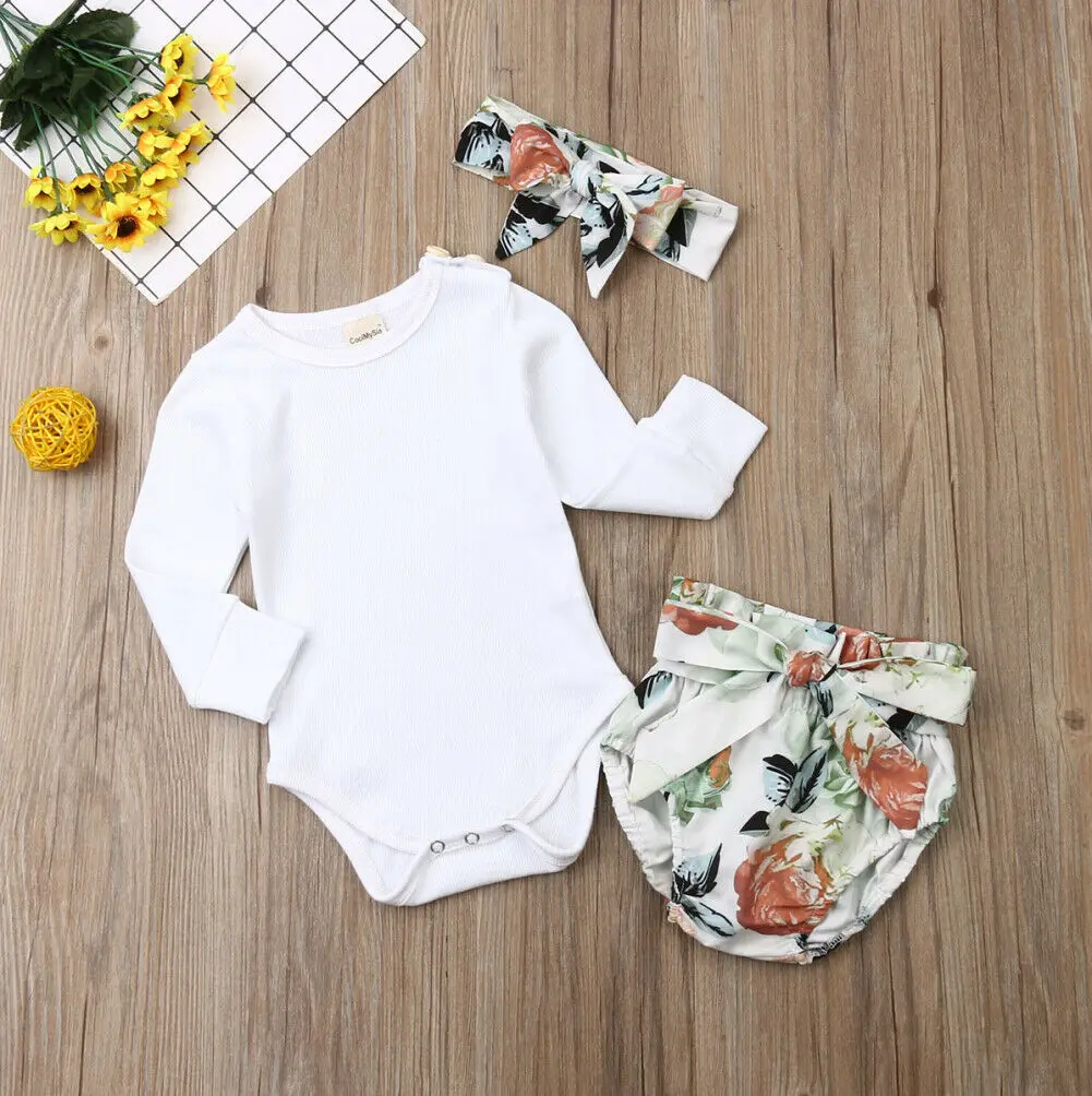 2019 г. Новая осенняя одежда для новорожденных девочек из 3 предметов топ с длинными